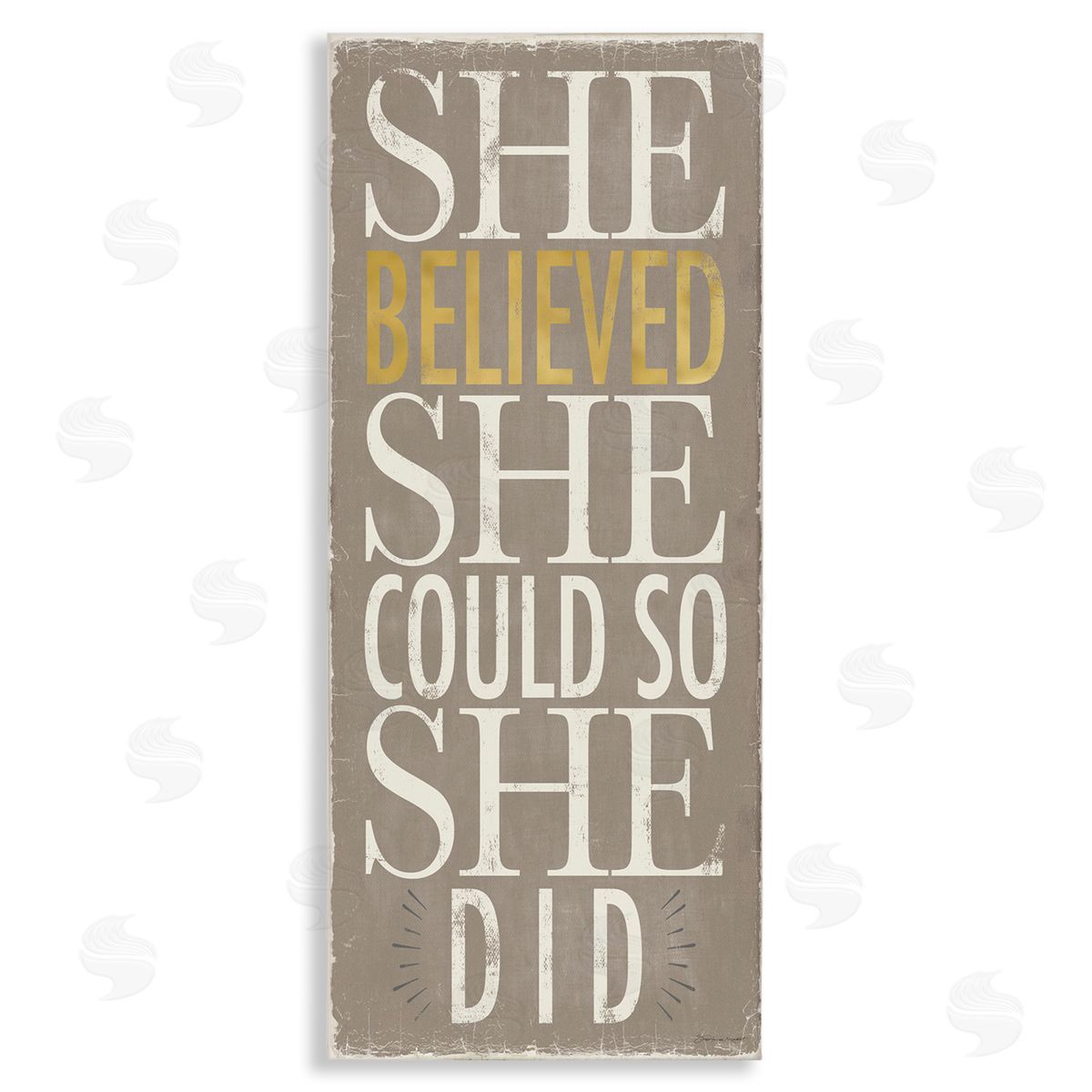 Stephanie Workman Marrott She Believed She Could Phrase Distressed Grey Canvas Wall Art