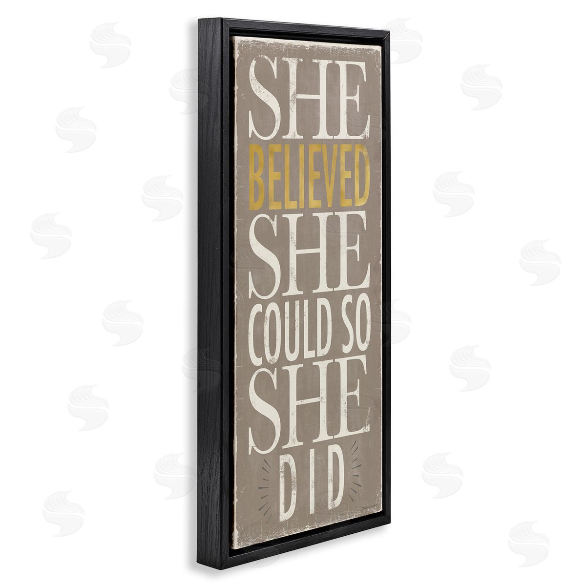 Stephanie Workman Marrott She Believed She Could Phrase Distressed Grey Black Floater Frame Canvas Art