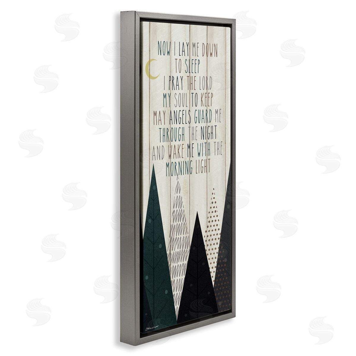 Bedtime Forest Poem Grey Floating Frame Canvas Wall Art, Home Decor by Stephanie Workman Marrott