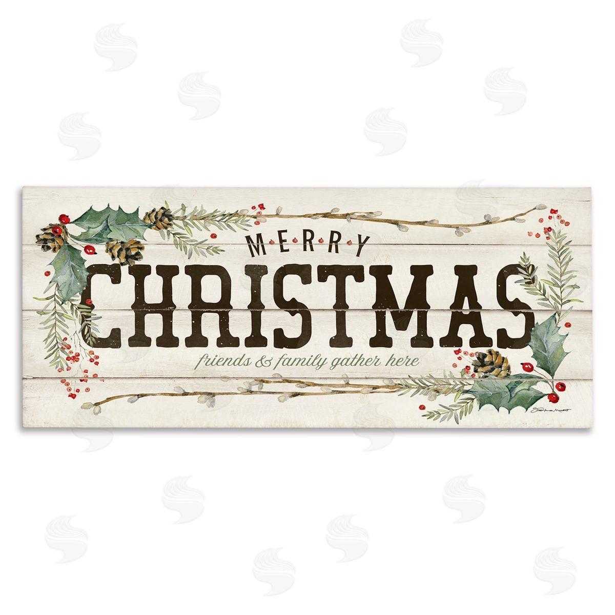 Merry Christmas Friends & Family Canvas Wall Art, Home Decor by Stephanie Workman Marrott