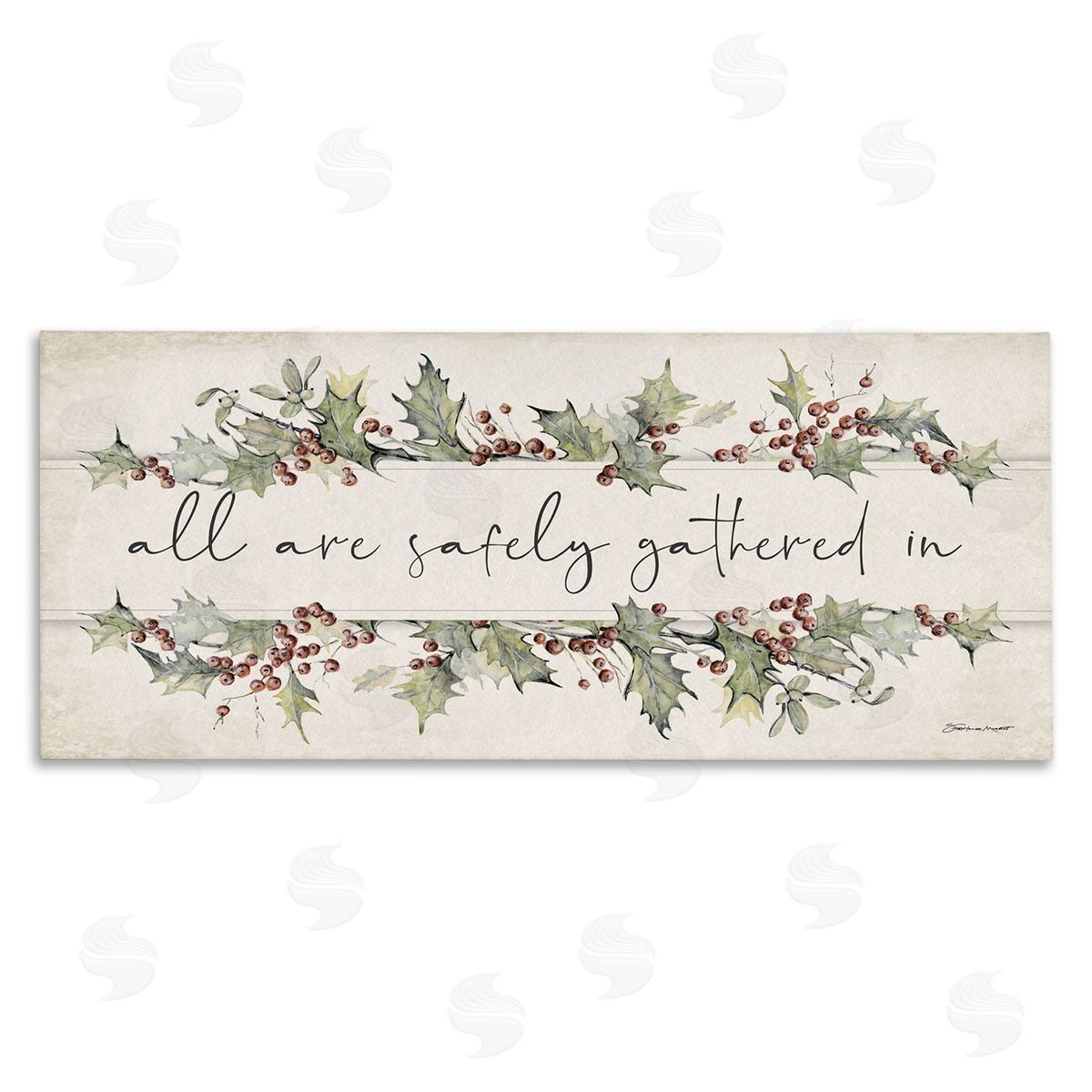 All Safely Gathered Phrase Canvas Wall Art, Home Decor by Stephanie Workman Marrott