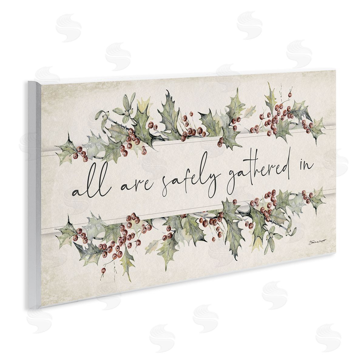 All Safely Gathered Phrase Wood Plaque Wall Art, Home Decor by Stephanie Workman Marrott