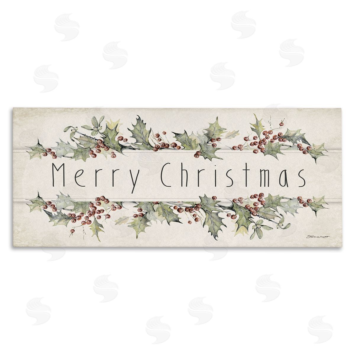 Vintage Merry Christmas Sentiment Canvas Wall Art, Home Decor by Stephanie Workman Marrott