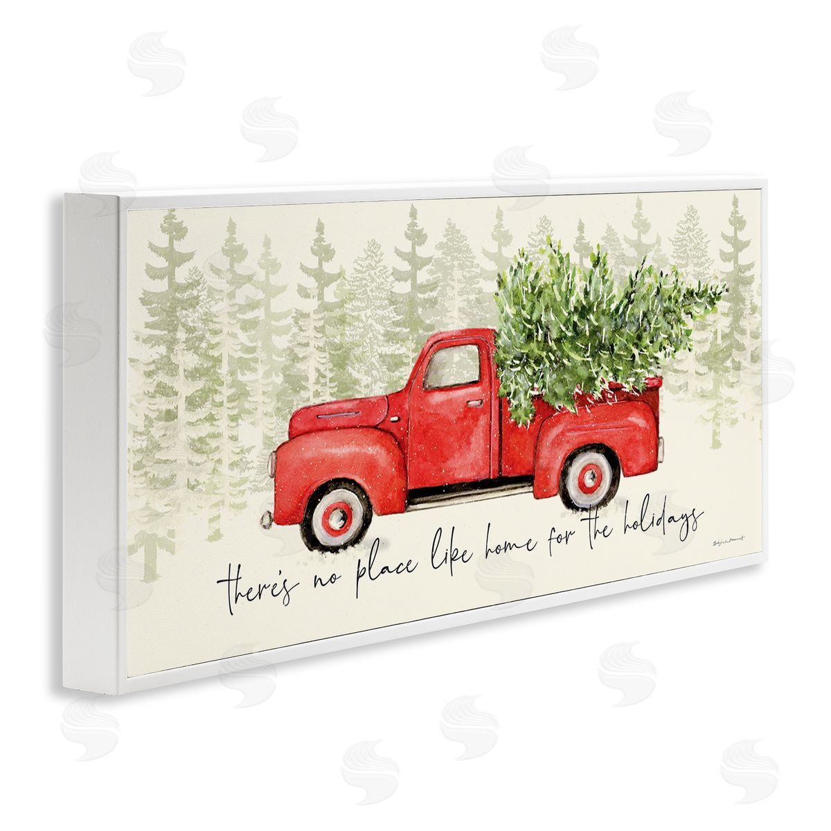 Stephanie Workman Marrott No Place Like Home Expression Red Truck Christmas Tree White Framed Giclee Wall Art
