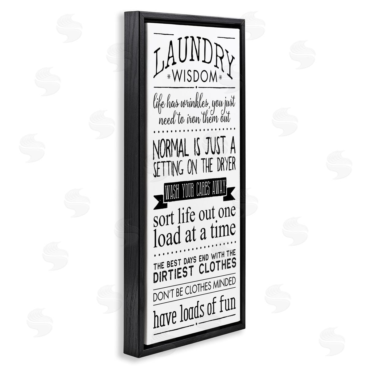 Laundry Wisdom Life Phrases Black Floating Frame Canvas Wall Art, Home Decor by Stephanie Workman Marrott