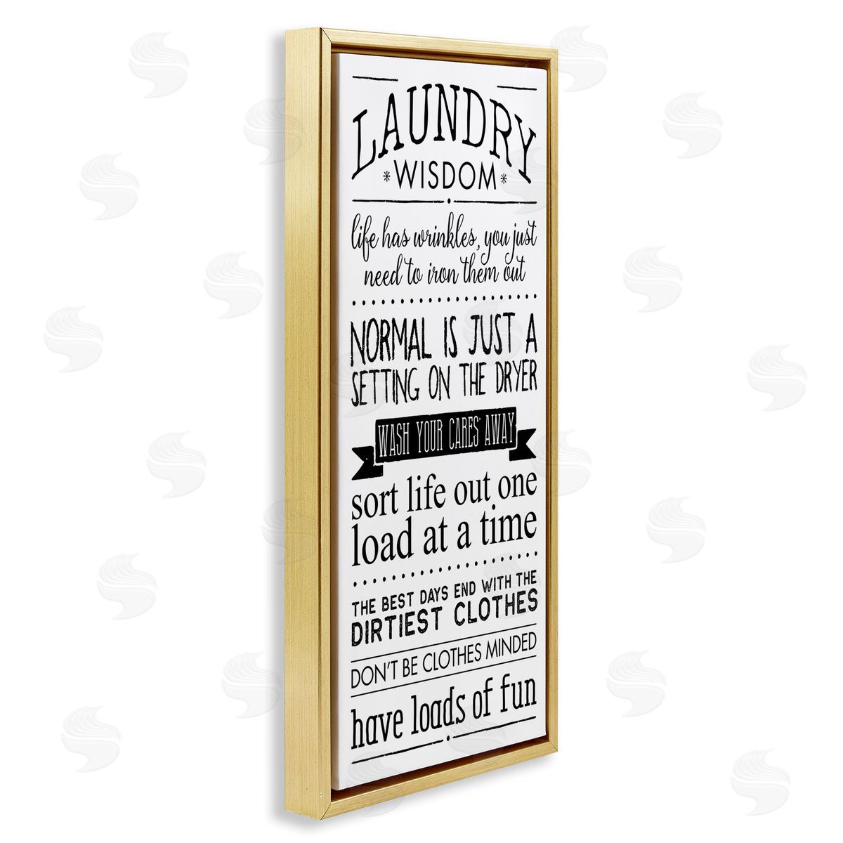 Laundry Wisdom Life Phrases Gold Floating Frame Canvas Wall Art, Home Decor by Stephanie Workman Marrott