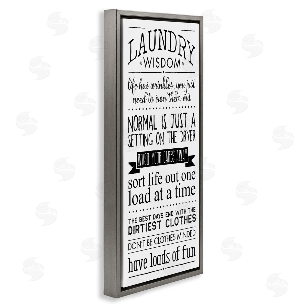Laundry Wisdom Life Phrases Grey Floating Frame Canvas Wall Art, Home Decor by Stephanie Workman Marrott