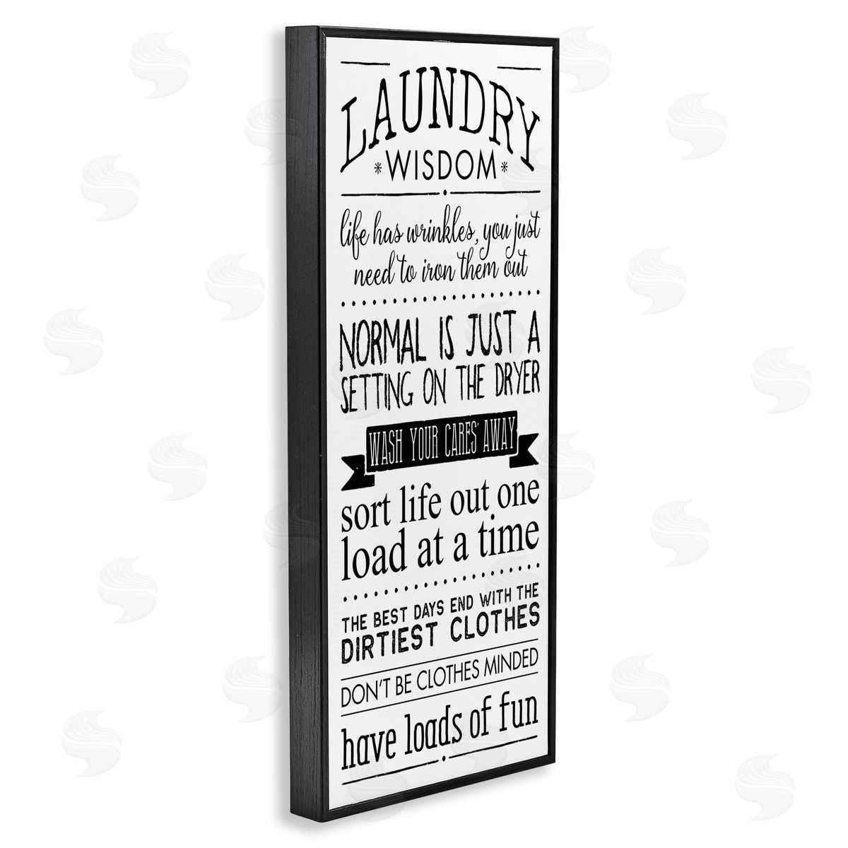 Laundry Wisdom Life Phrases Black Frame Print Wall Art, Home Decor by Stephanie Workman Marrott