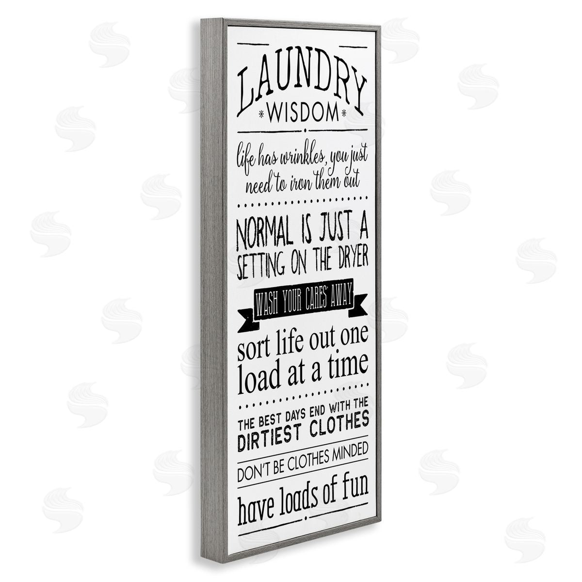 Laundry Wisdom Life Phrases Grey Frame Print Wall Art, Home Decor by Stephanie Workman Marrott