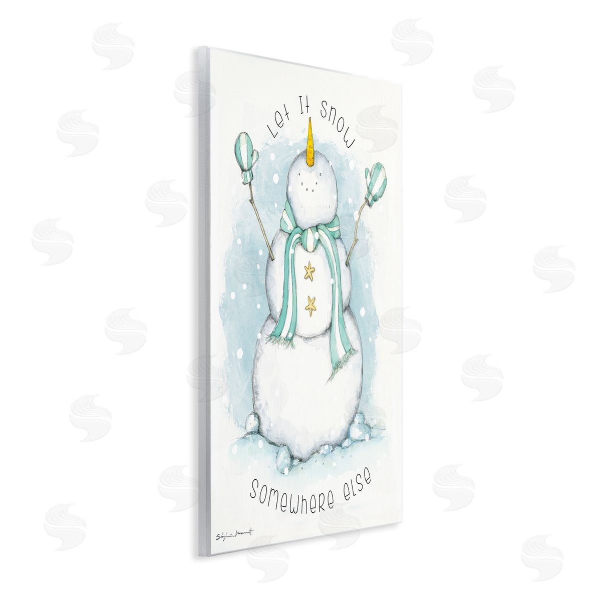 Stephanie Workman Marrott Let It Snow Somewhere Else Nautical Snowman Wall Plaque Art