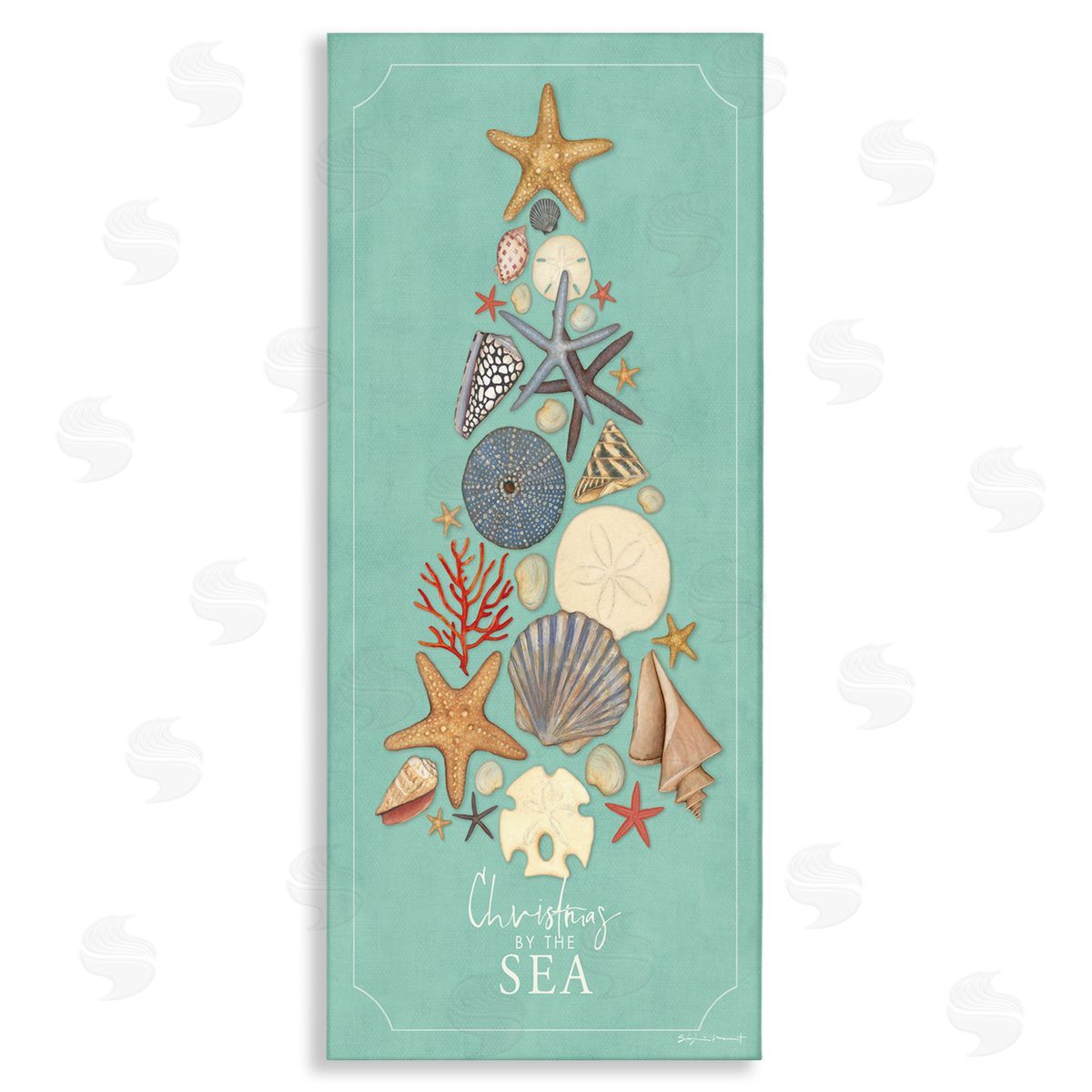 Seashell Holiday Tree Canvas Wall Art, Home Decor by Stephanie Workman Marrott