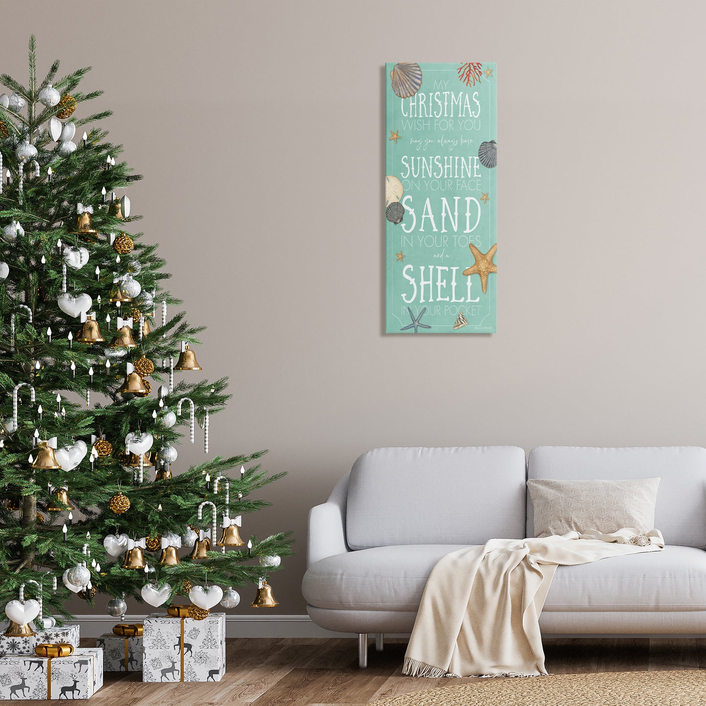Wish For You Christmas Phrase Canvas Wall Art in Room, Home Decor by Stephanie Workman Marrott