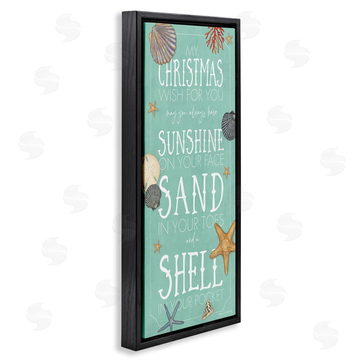 Wish For You Christmas Phrase Black Floating Frame Canvas Wall Art, Home Decor by Stephanie Workman Marrott