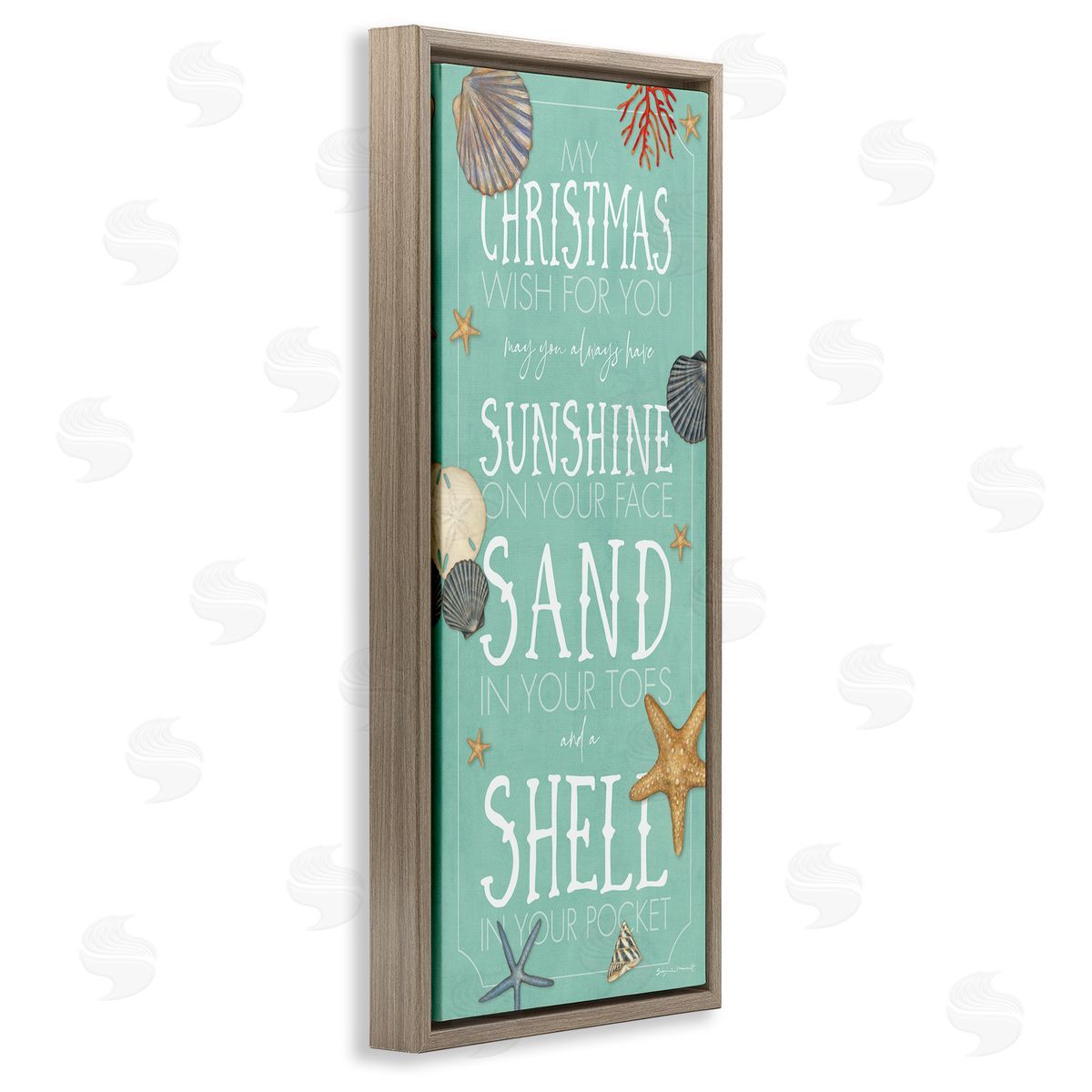 Wish For You Christmas Phrase Brown Floating Frame Canvas Wall Art, Home Decor by Stephanie Workman Marrott