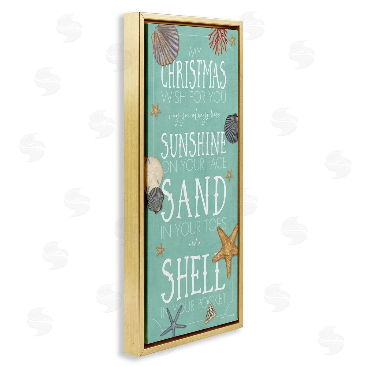 Wish For You Christmas Phrase Gold Floating Frame Canvas Wall Art, Home Decor by Stephanie Workman Marrott
