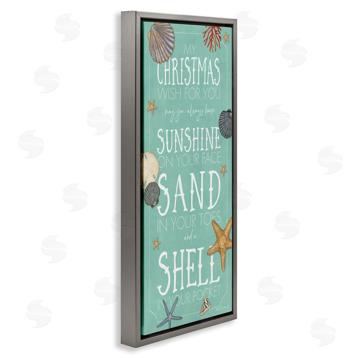 Wish For You Christmas Phrase Grey Floating Frame Canvas Wall Art, Home Decor by Stephanie Workman Marrott