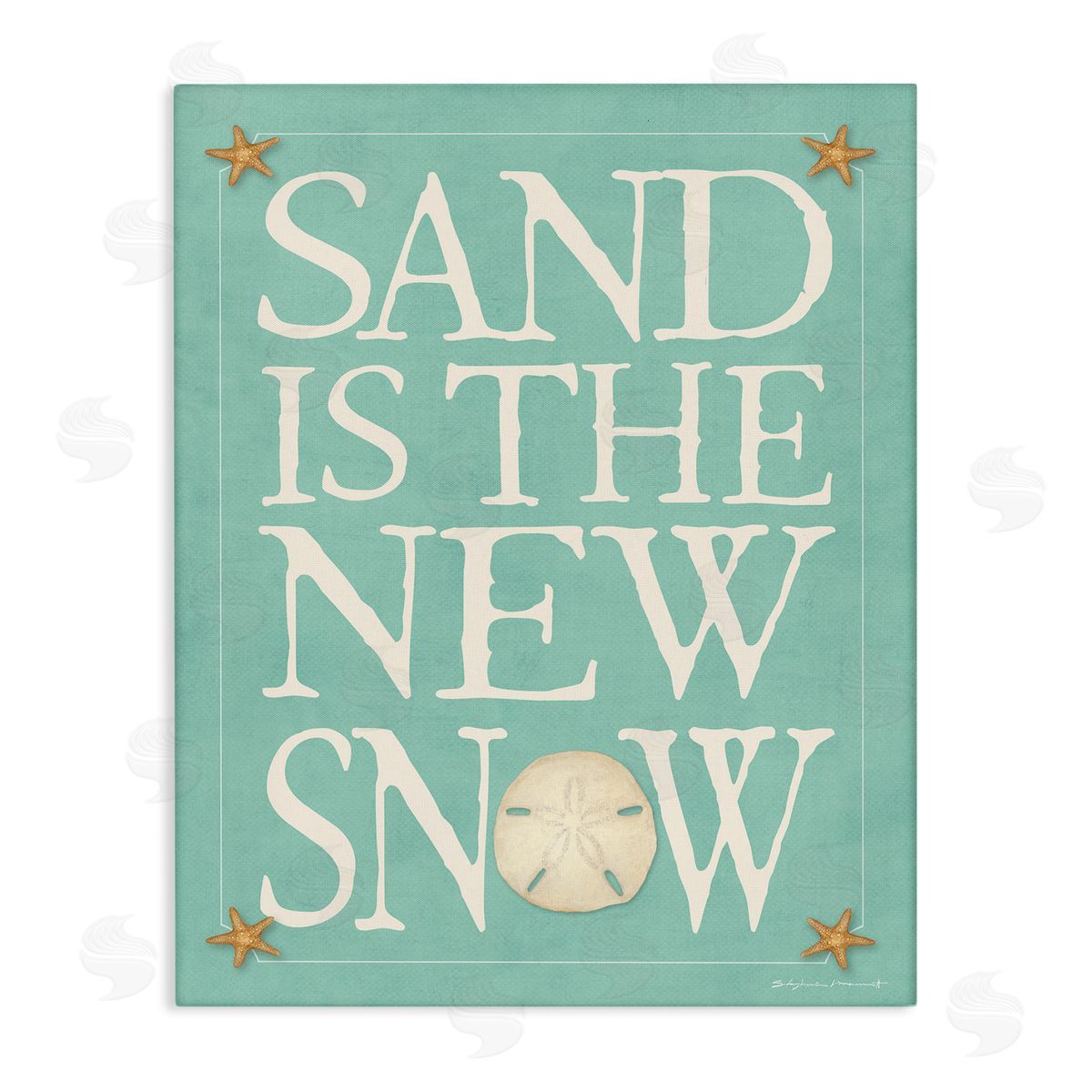 Stephanie Workman Marrott Sand is the New Snow Nautical Winter Starfish Canvas Wall Art