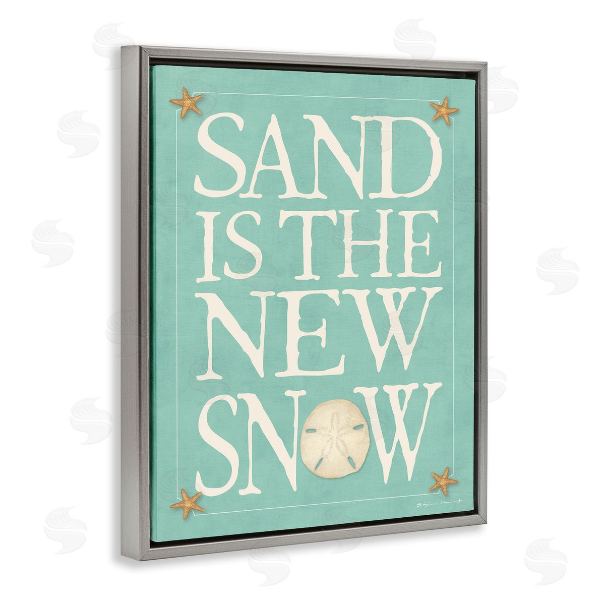 Stephanie Workman Marrott Sand is the New Snow Nautical Winter Starfish Gray Floater Frame Canvas Art