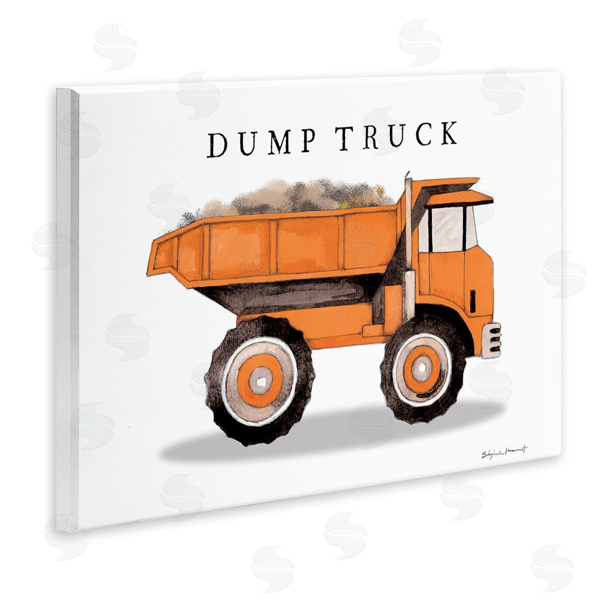 Orange Dump Truck Construction Wood Plaque Wall Art, Home Decor by Stephanie Workman Marrott