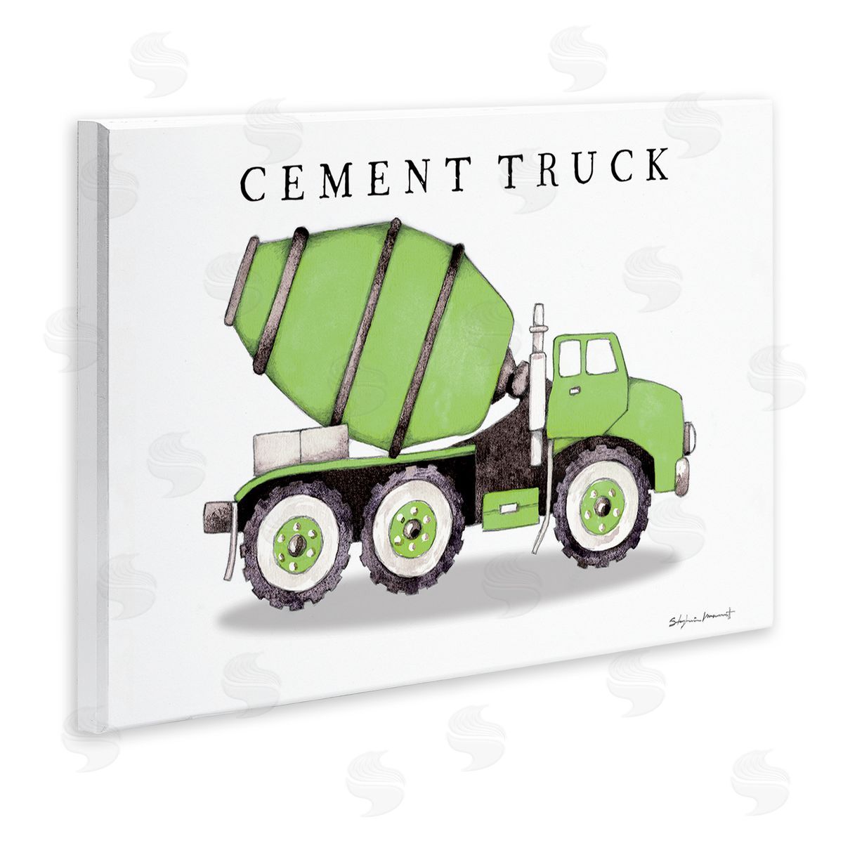 Green Cement Truck Construction Wood Plaque Wall Art, Home Decor by Stephanie Workman Marrott