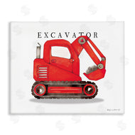 Stephanie Workman Marrott | Red Excavator Truck Traditional Construction Vehicle