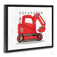 Stephanie Workman Marrott | Red Excavator Truck Traditional Construction Vehicle