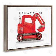 Stephanie Workman Marrott | Red Excavator Truck Traditional Construction Vehicle