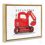 Stephanie Workman Marrott | Red Excavator Truck Traditional Construction Vehicle