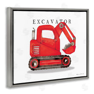 Stephanie Workman Marrott | Red Excavator Truck Traditional Construction Vehicle