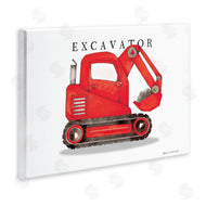 Stephanie Workman Marrott | Red Excavator Truck Traditional Construction Vehicle