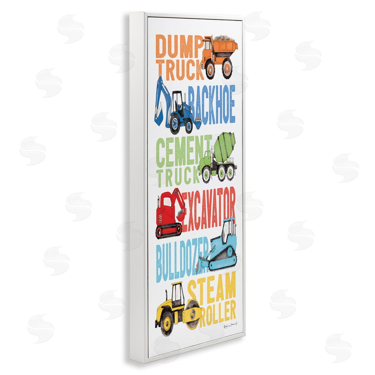 Traditional Construction Vehicles White Frame Print Wall Art, Home Decor by Stephanie Workman Marrott