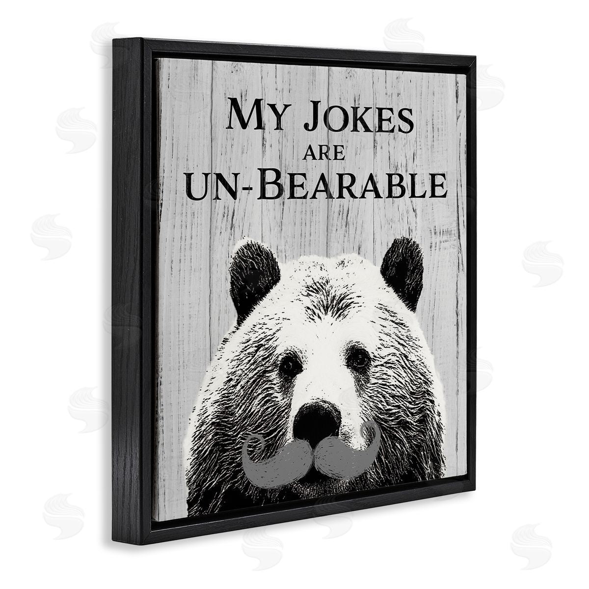 SD Graphics Studio My Jokes are Un-Bearable Pun Animal Mustache Black Floater Frame Canvas Art