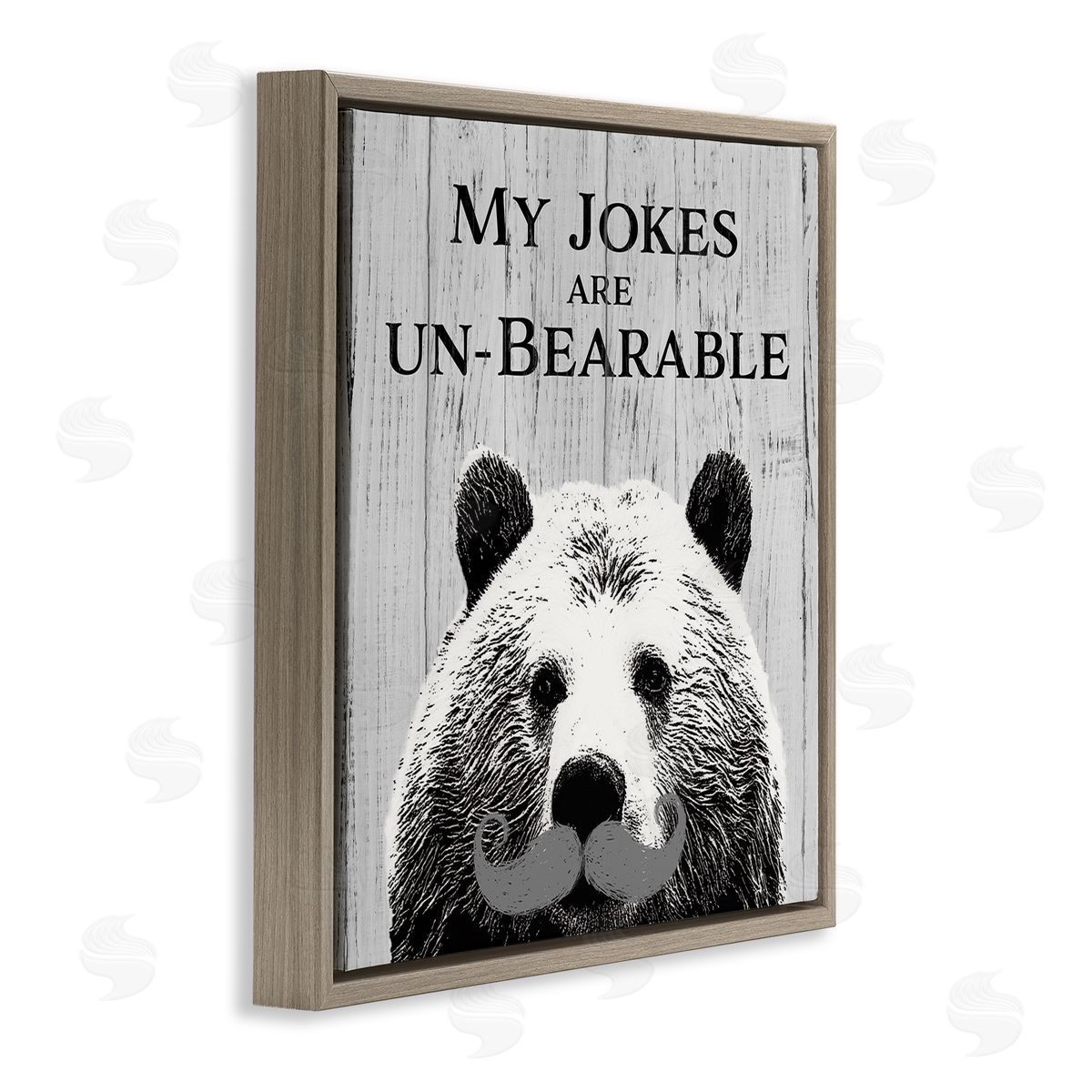 SD Graphics Studio My Jokes are Un-Bearable Pun Animal Mustache Brown Floater Frame Canvas Art