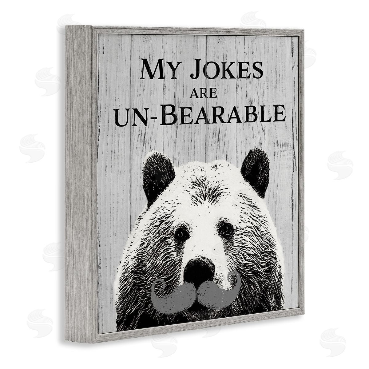 SD Graphics Studio My Jokes are Un-Bearable Pun Animal Mustache Gray Framed Giclee Wall Art