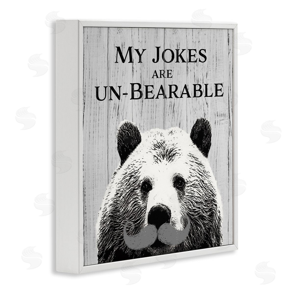 SD Graphics Studio My Jokes are Un-Bearable Pun Animal Mustache White Framed Giclee Wall Art