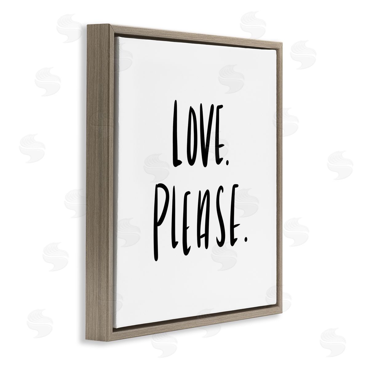 SD Graphics Studio Love Please Sentiments Minimal Black White Typography Brown Floater Frame Canvas Art