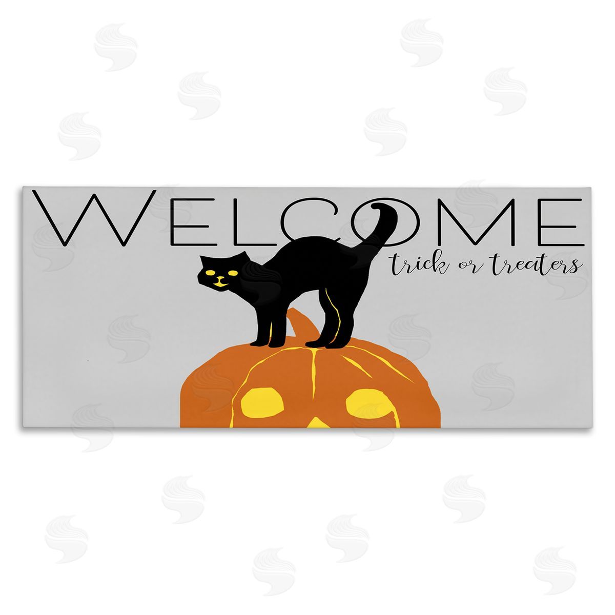 Nicholas Biscardi Welcome Trick Or Treaters Halloween Cat Pumpkin Canvas Wall Art