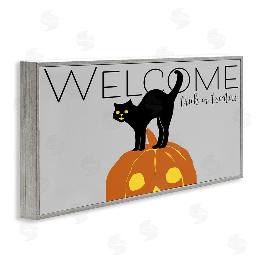 Nicholas Biscardi | Welcome Trick Or Treaters Halloween Cat Pumpkin