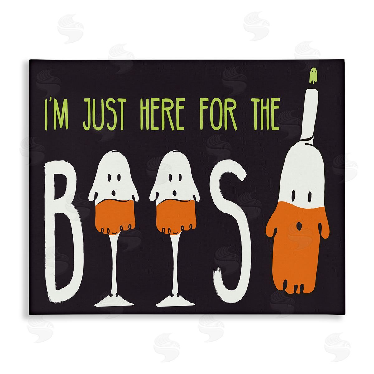 Hugo Edwins Here for the Boos Phrase Halloween Ghost Pun Canvas Wall Art
