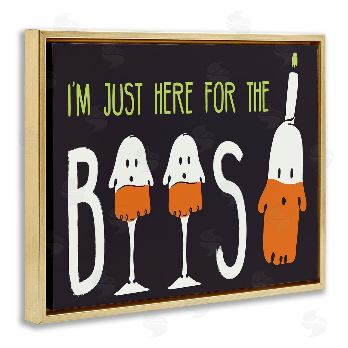 Hugo Edwins Here for the Boos Phrase Halloween Ghost Pun Gold Floater Frame Canvas Art