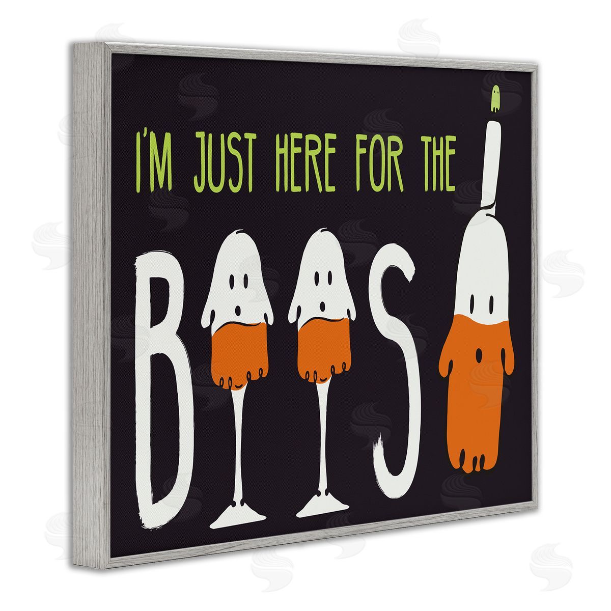 Hugo Edwins Here for the Boos Phrase Halloween Ghost Pun Gray Framed Giclee Wall Art