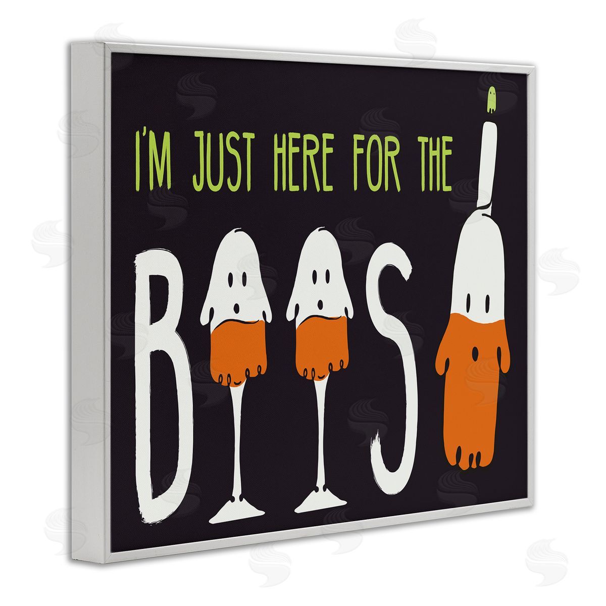 Hugo Edwins Here for the Boos Phrase Halloween Ghost Pun White Framed Giclee Wall Art