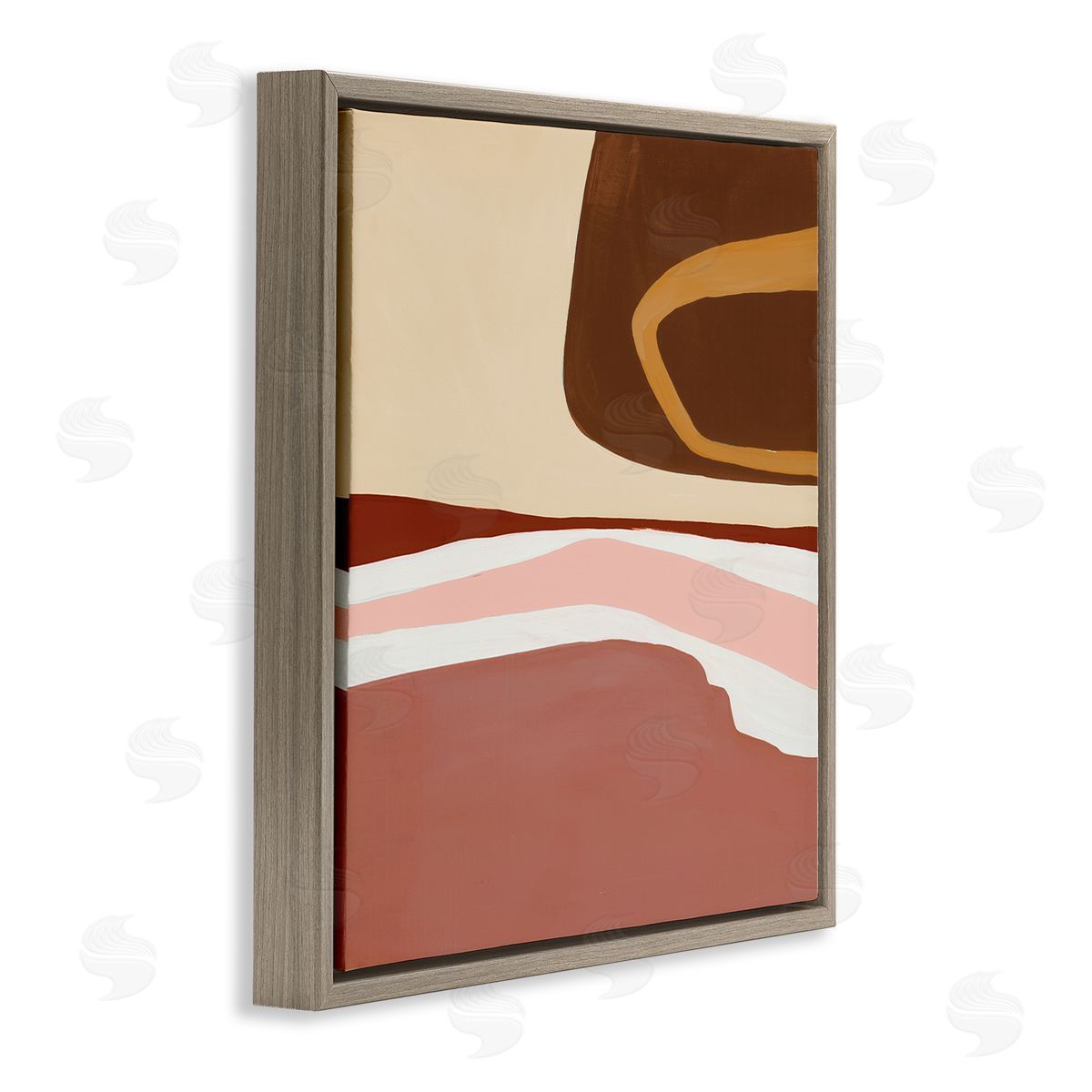 Ruth Fromstein Terracotta Abstract Landscape Fluid Shape Composition Brown Floater Frame Canvas Art
