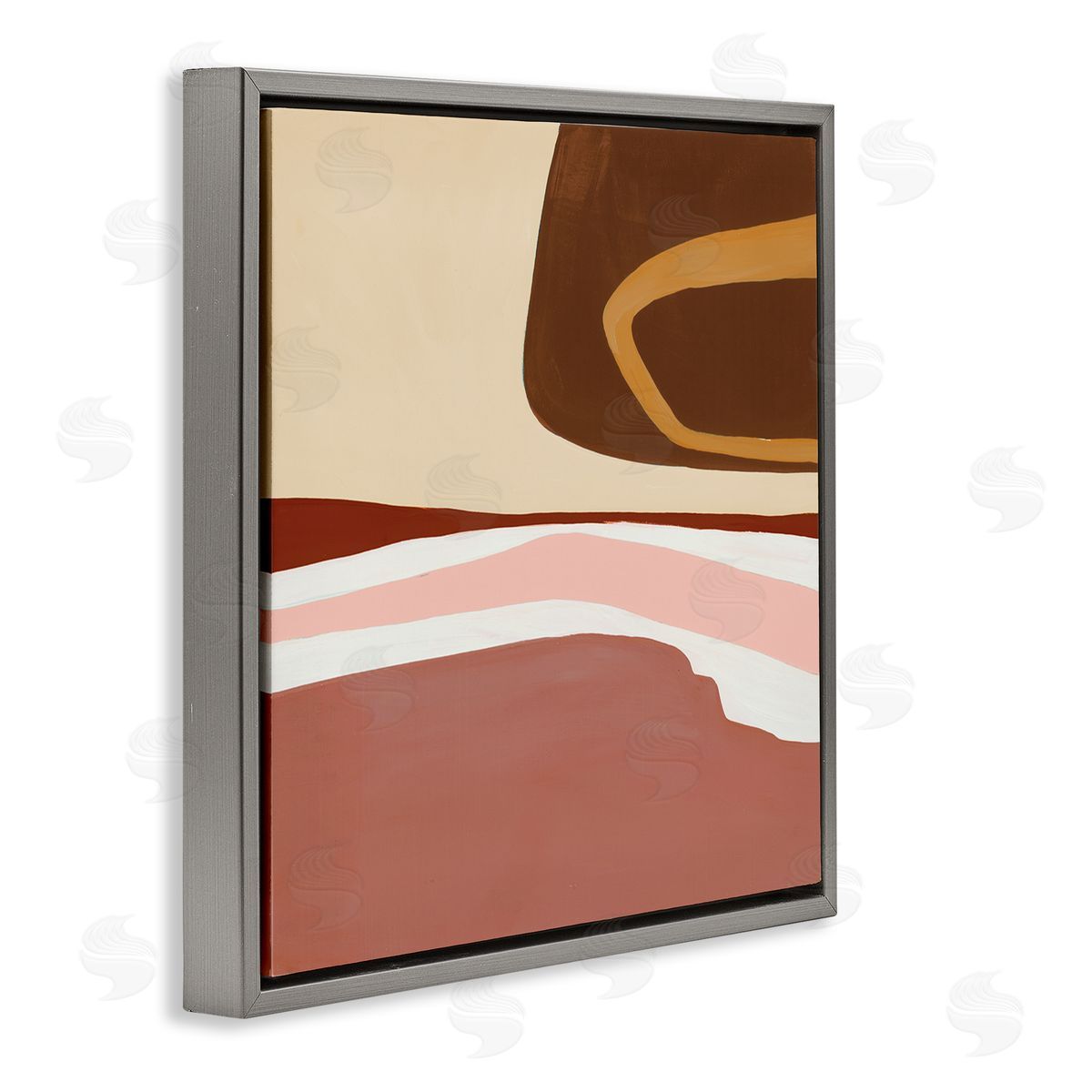 Ruth Fromstein Terracotta Abstract Landscape Fluid Shape Composition Gray Floater Frame Canvas Art
