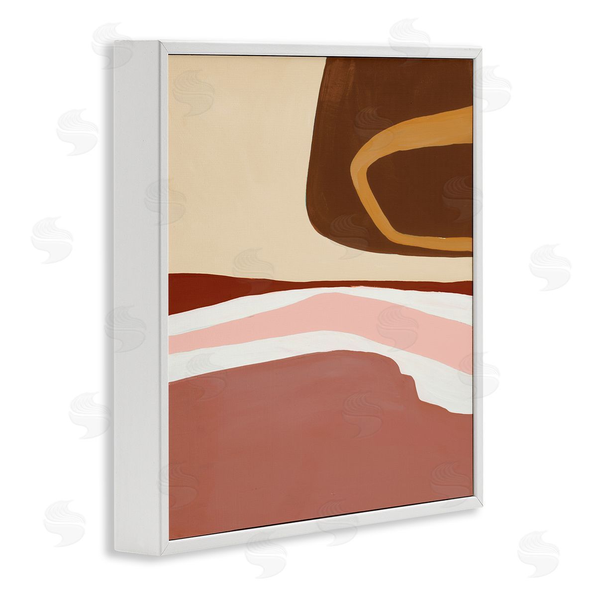 Ruth Fromstein Terracotta Abstract Landscape Fluid Shape Composition White Framed Giclee Wall Art