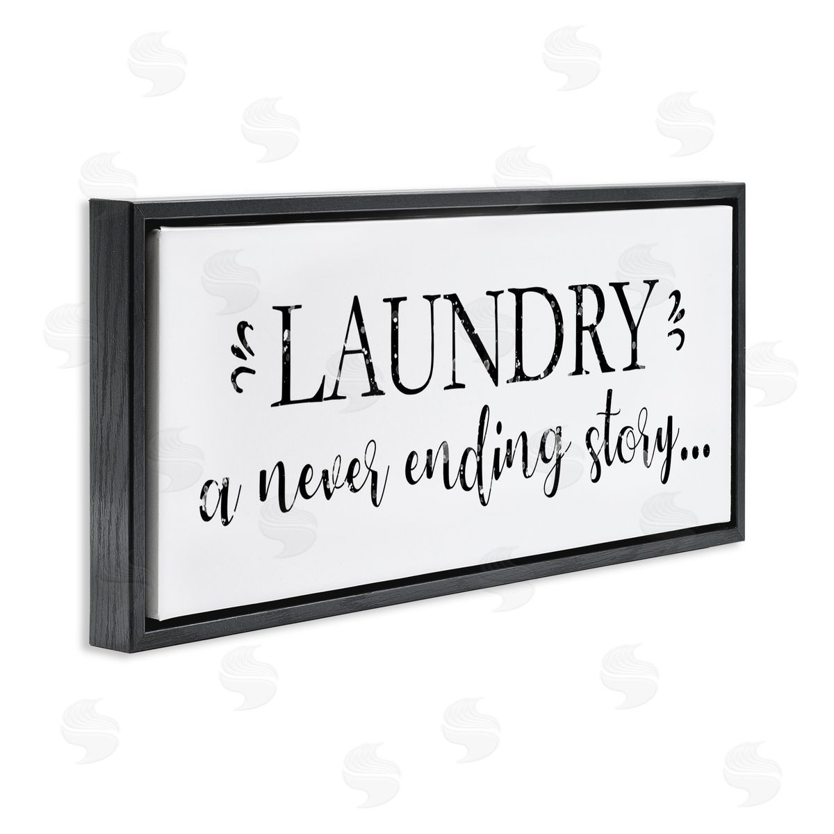 Victoria Brown Laundry Never Ending Story Expression Cleaning Phrase Black Floater Frame Canvas Art