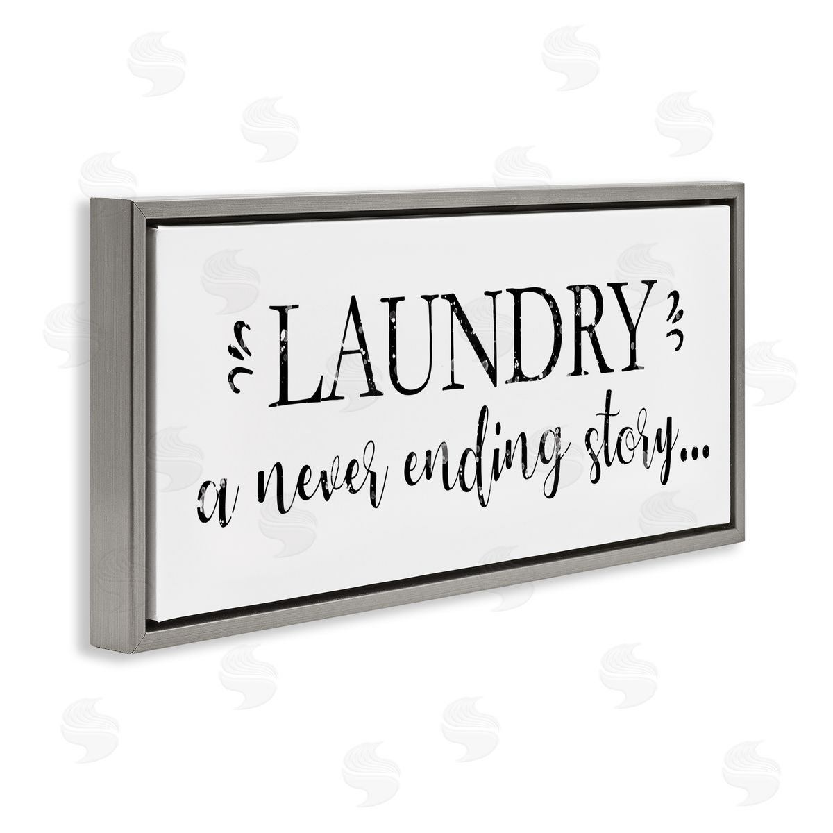 Victoria Brown Laundry Never Ending Story Expression Cleaning Phrase Gray Floater Frame Canvas Art