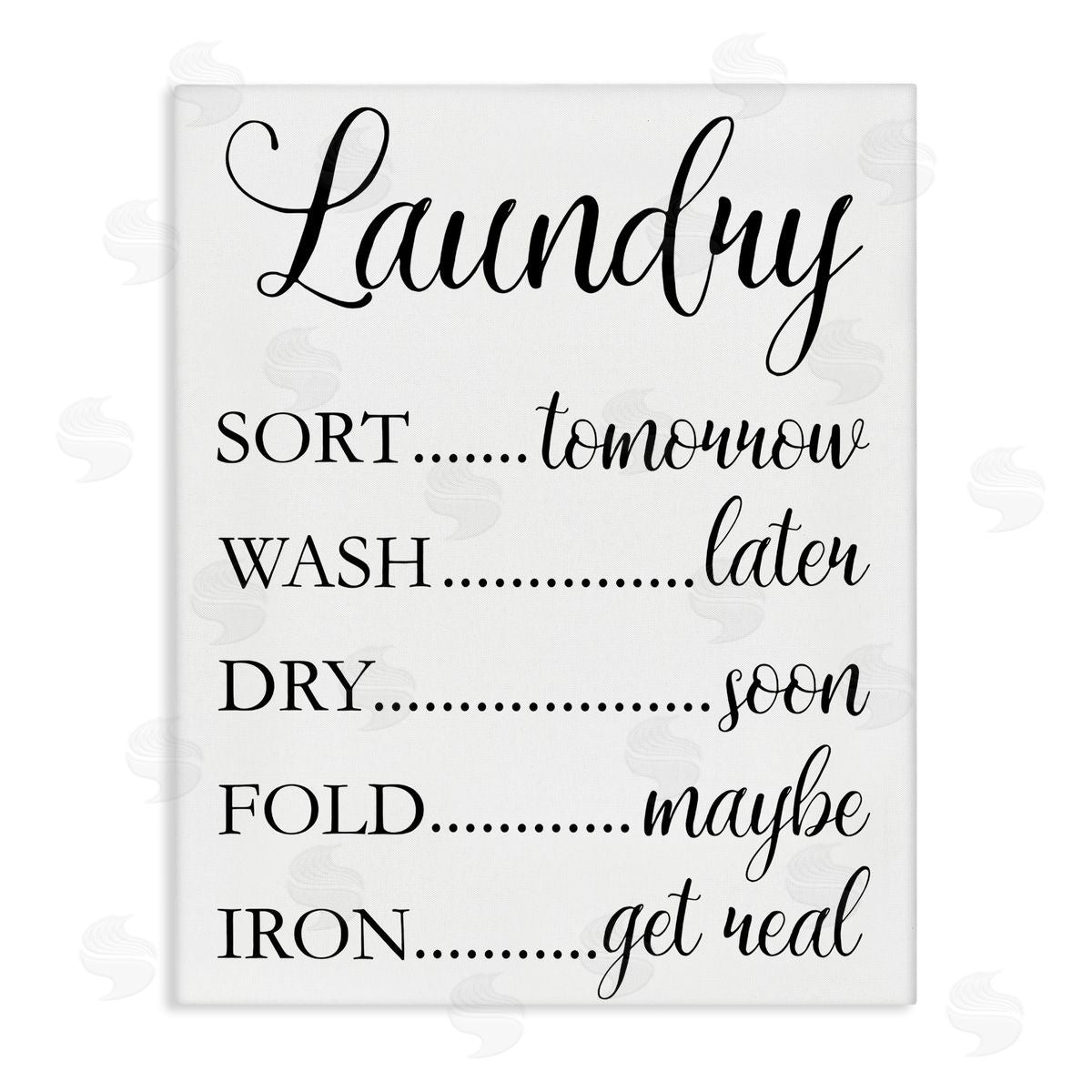 Victoria Brown Laundry Room Schedule Humorous Cleaning Priorities Canvas Wall Art