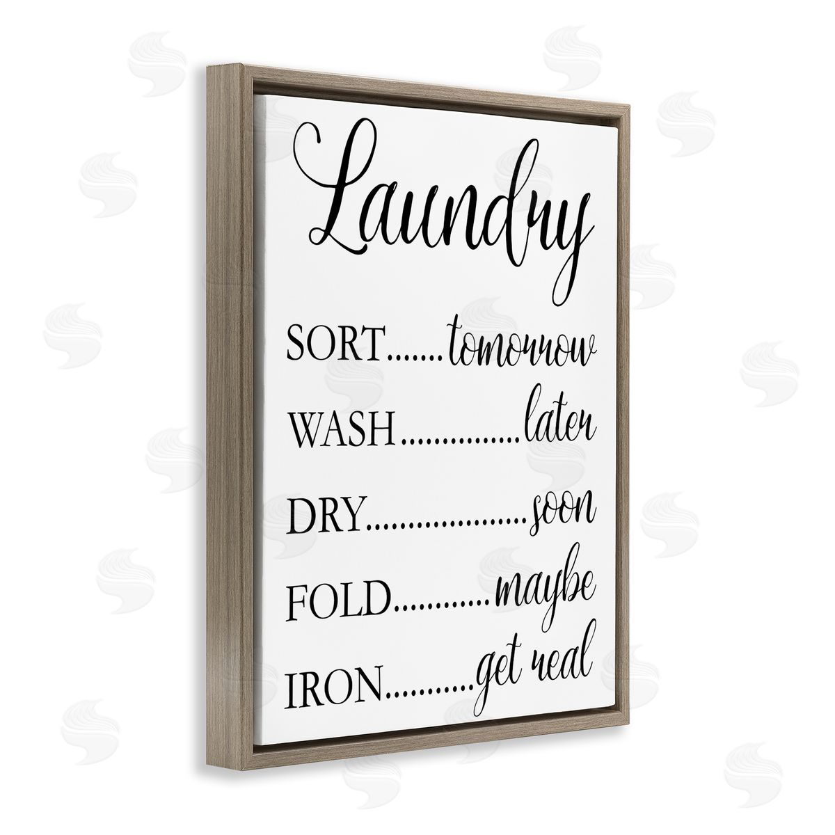 Victoria Brown Laundry Room Schedule Humorous Cleaning Priorities Brown Floater Frame Canvas Art