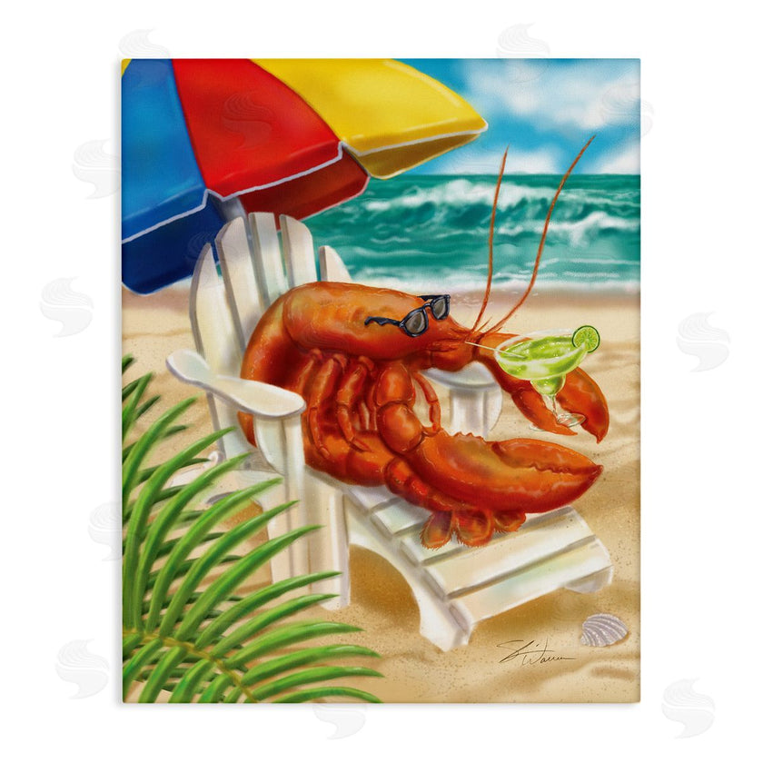 Shari Warren | Lobster in Beach Chair Drinking Margarita